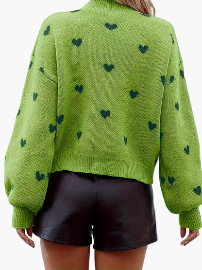 Damen Pullover mit Herzmuster, modisch und leger, ideal für Herbst und Winter