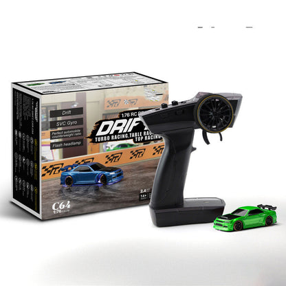 1:76 RC Drift Auto C64 – Turbo Racing Modellauto für Jungen ab 14 Jahren, ferngesteuertes Driftauto mit Gyro und LED-Scheinwerfern