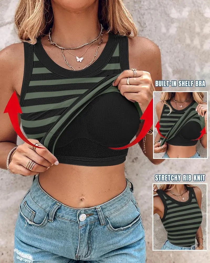 Jenny – Slim Fit Weste mit Bralette im modischen Rundhalsausschnitt für Damen