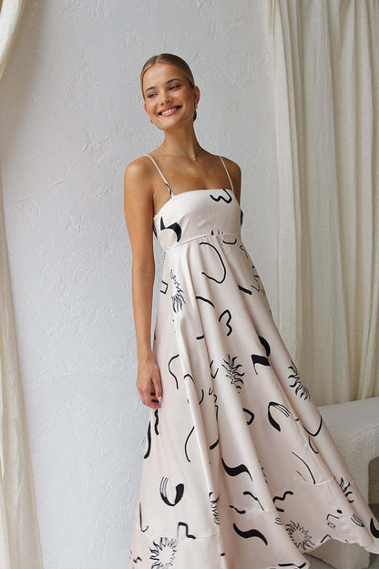 Faith – Bedrucktes Rückenausschnitt-Trägerkleid