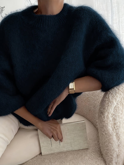 Damen Oversize Pullover Elegant Herbst Winter Freizeit