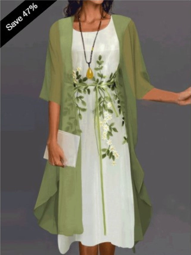 Damen Festliches Chiffon Zweiteiler Kleid mit Spitzenbesatz – Elegantes Outfit für besondere Anlässe