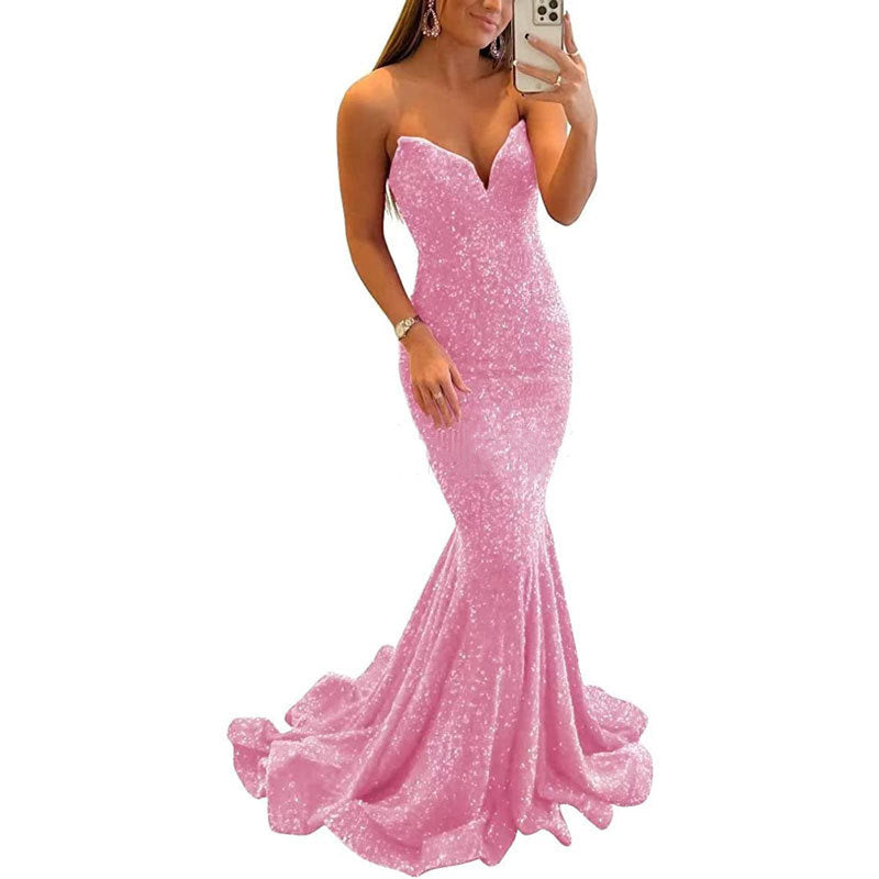 Pamela – Glitzerndes Abendkleid für Frauen mit sexy langem Schnitt
