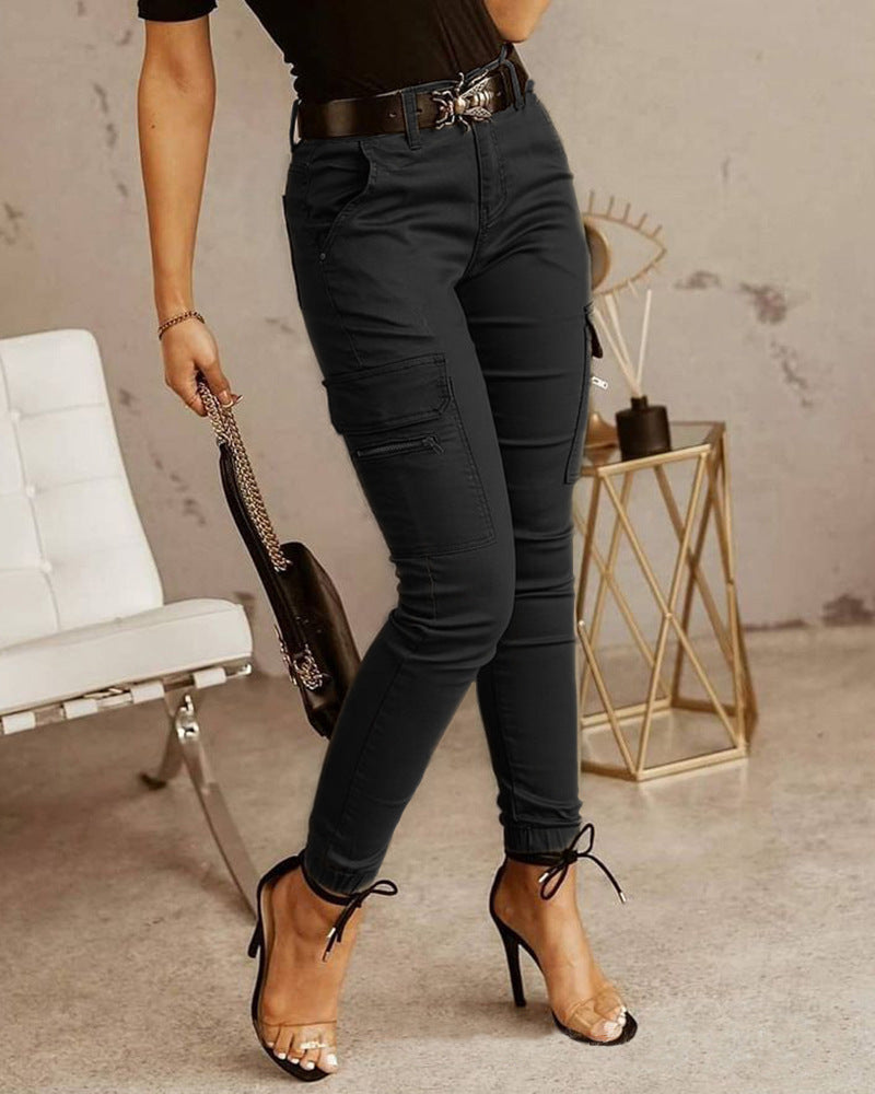 Andrea – Damenhosen mit niedriger Taille und Taschen