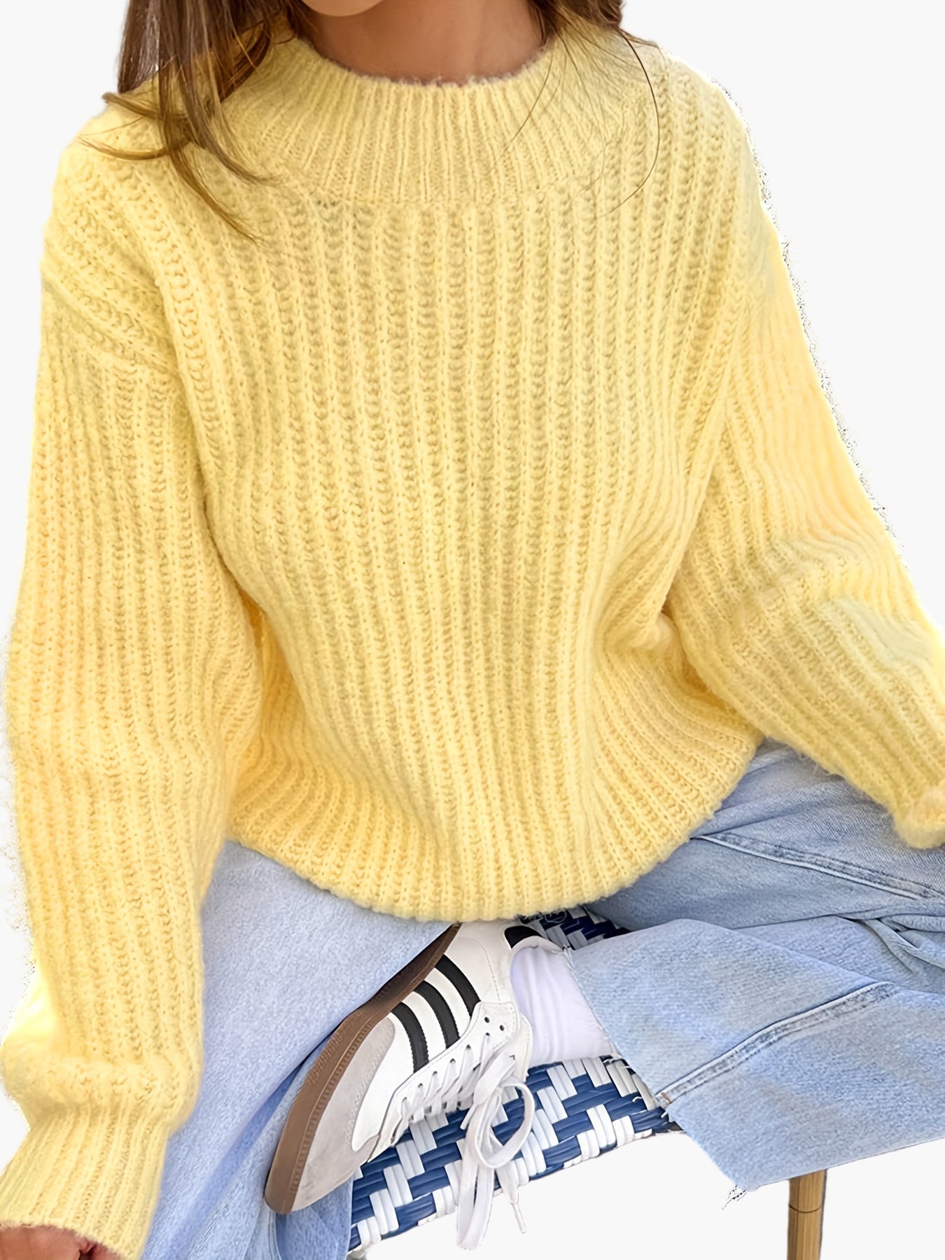 Damen Strickpullover Lockerer Schnitt Casual Herbst Winter Modestil