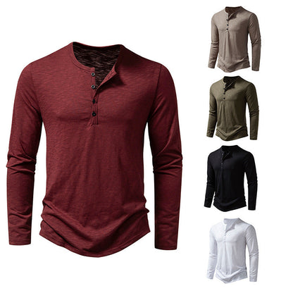 Tony – Langärmliges Herren T-Shirt mit Knopfleiste und Henry-Kragen