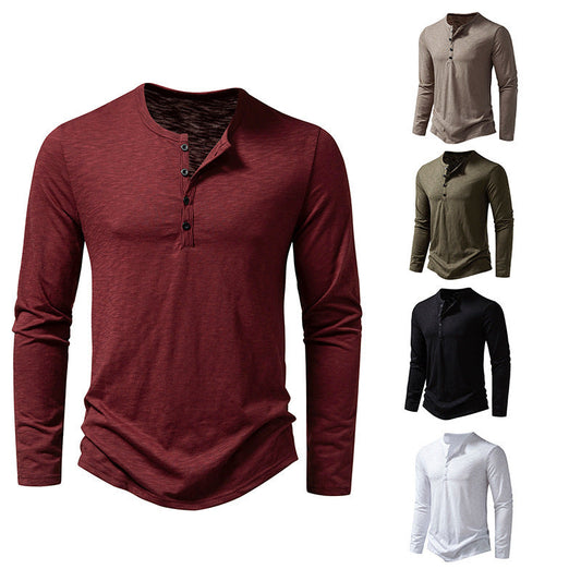 Tony – Langärmliges Herren T-Shirt mit Knopfleiste und Henry-Kragen