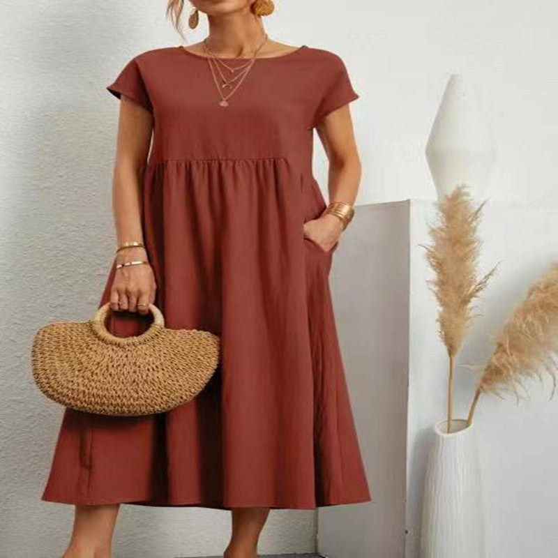 Audrey – Ärmelloses Baumwoll-Leinen-Kleid mit Taschen