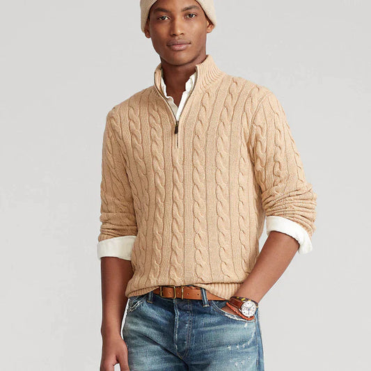 Herren Strickpullover mit Zopfmuster – Klassischer Stil für Büro und Freizeit
