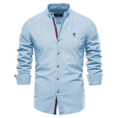 Herren Freizeithemd Slim Fit Stehkragen Modern Business Casual