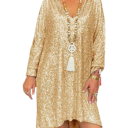 Damen Glitzer Paillettenkleid Elegant A-Linie für festliche Anlässe und Partys