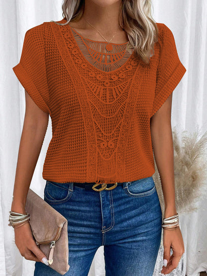 Megan – Sommerliches Kurzarm-T-Shirt mit Ausschnitt für Damen