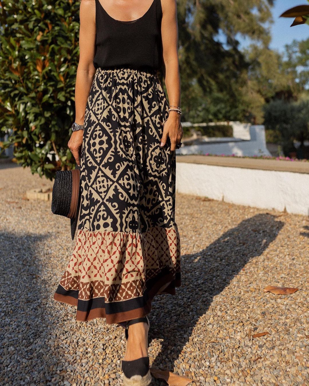 Natasha – Weit schwingender Rock mit geometrischem Muster