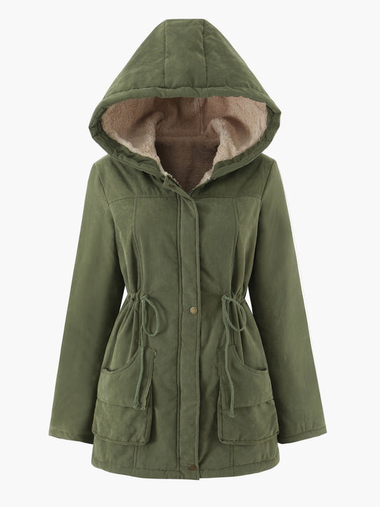 Damen Winterparka mit Kapuze und Kordelzug – Freizeitjacke für kalte Tage
