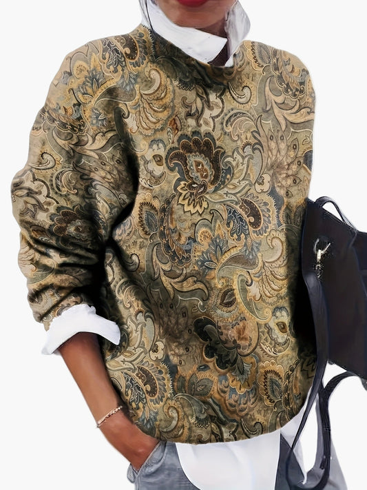Damen Pullover mit Vintage-Blumenmuster für stilvolle Freizeitlooks
