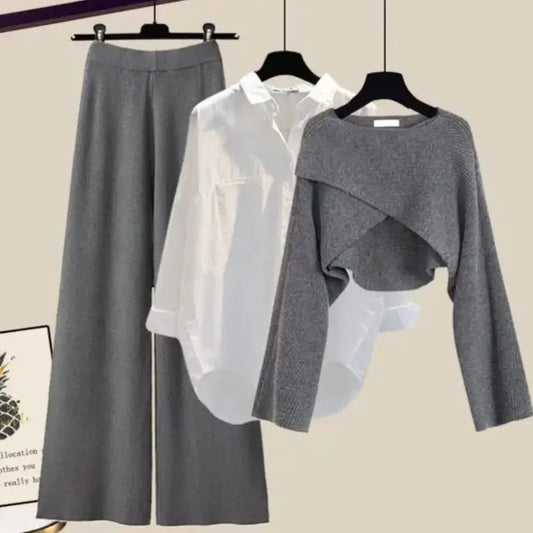 Damen Dreiteiliges Langarm Set – Elegantes Freizeit-Outfit für Alltag & Büro