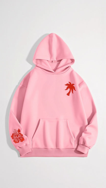 Damen Oversize Kapuzenpullover mit tropischer Stickerei – Lässiger Streetstyle Hoodie für Alltag und Freizeit