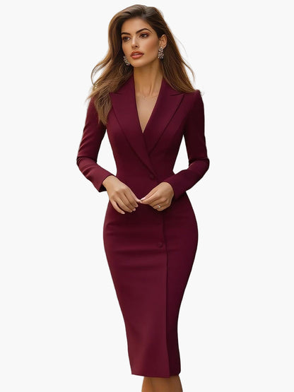 Damen Business Midi Blazerkleid – Elegantes Figurbetontes Kleid für Büro & Events