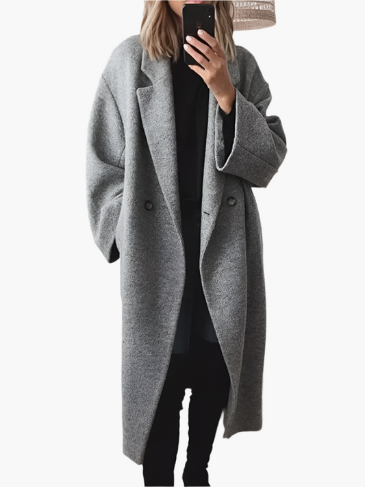 Damen Oversize Wintermantel – Klassischer Langer Mantel für Herbst und Winter, Eleganter City-Look
