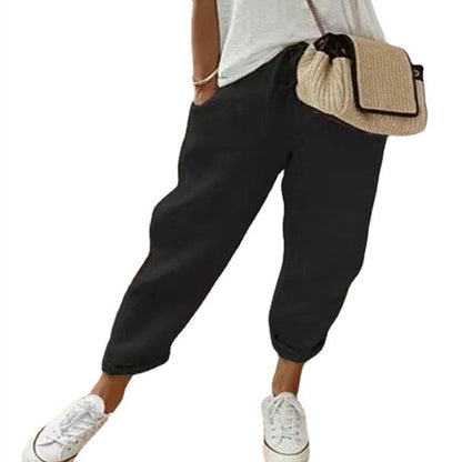 Samantha – Damenhose aus Baumwoll-Leinen in Unifarben