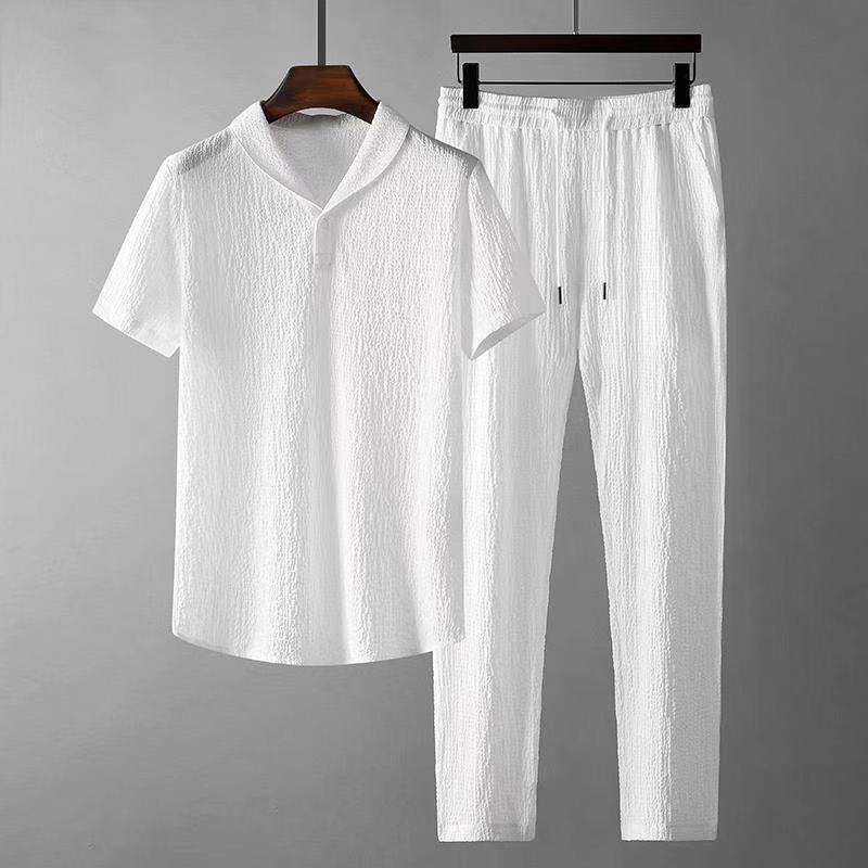 Harvey – Freizeitanzug Sommer lockeres Kurzarm-Top und Kordelhosen