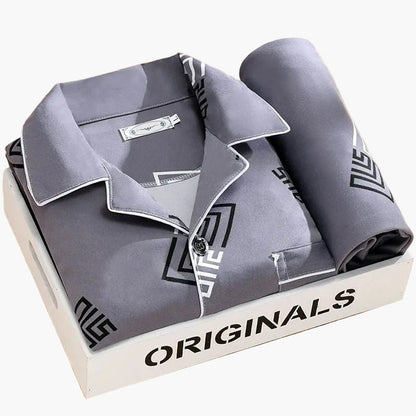 Herren Pyjama Set mit Feder-Print – Stilvolles Schlafanzug-Set für das ganze Jahr