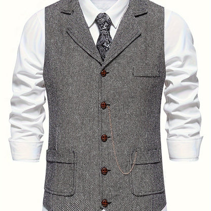 Herren Weste Klassisch Modern Business Hochzeit – Elegantes Herrenwesten-Design mit Reverskragen und Retro-Charme