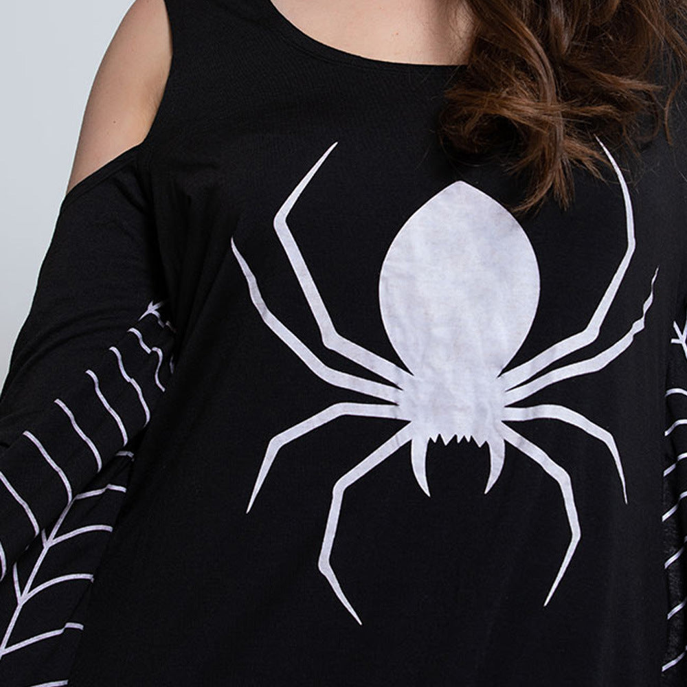 Damen Halloween Kleid Spinnennetz Kostüm – Plus Size Party Outfit für Gruselige Feiern