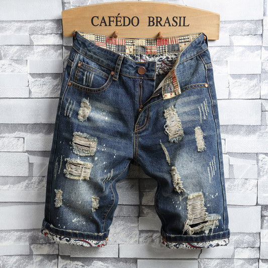Gabriel – Neue Sommer perforierte Denim-Shorts