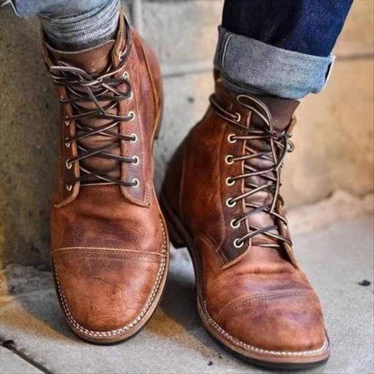 Herren Kunstlederstiefel – Klassische Vintage-Boots für Alltag & Freizeit
