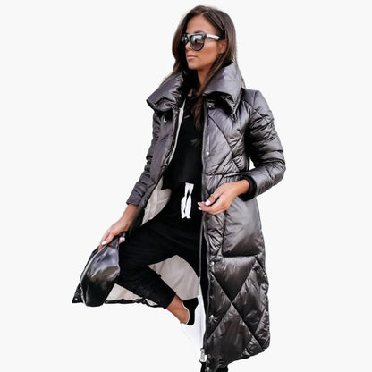 Damen Steppmantel Parka – Eleganter Wintermantel mit hohem Kragen, modisch & warm für Alltag und Freizeit