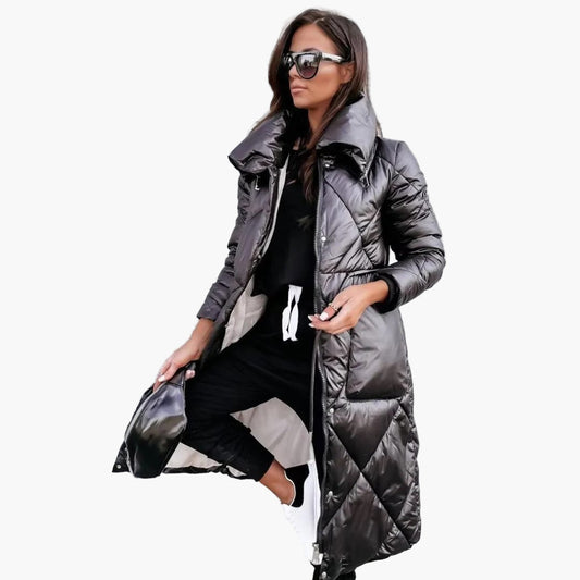 Damen Steppmantel Parka – Eleganter Wintermantel mit hohem Kragen, modisch & warm für Alltag und Freizeit