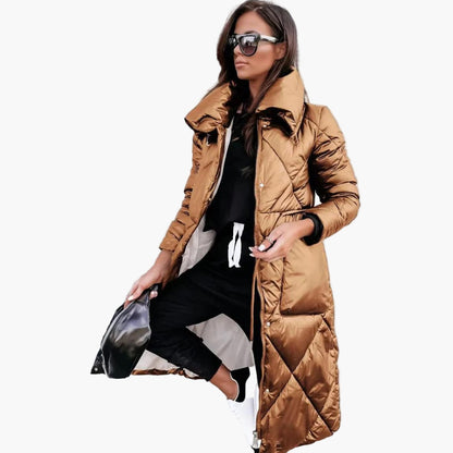 Damen Steppmantel Parka – Eleganter Wintermantel mit hohem Kragen, modisch & warm für Alltag und Freizeit