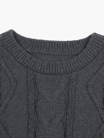 Herren Strickpullover mit Zopfmuster – Lässig, Herbst/Winter, Rundhals, Modernes Design