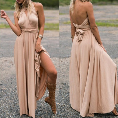 Damen Maxikleid mit Rückenfreiem Design – Elegantes Abendkleid, vielseitig tragbar, Partykleid