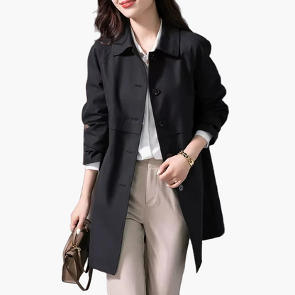 Damen Kurzmantel Trenchcoat – Eleganter Business & Freizeit Mantel mit Knopfleiste