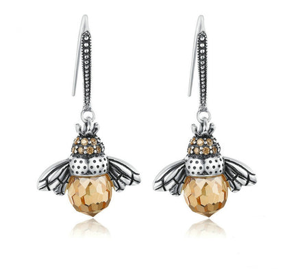 Andrea – Süße kleine Bienen Ohrringe aus Sterlingsilber mit Zirkon-Kristallen