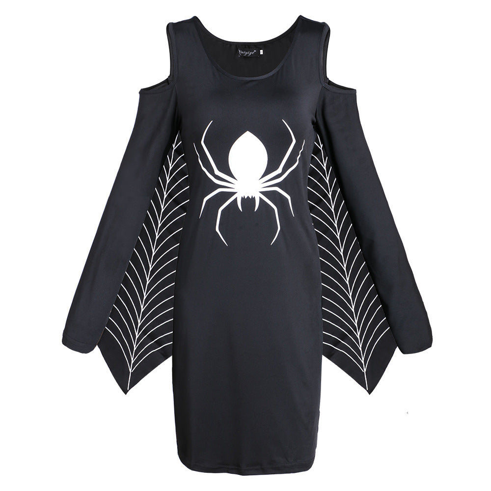 Damen Halloween Kleid Spinnennetz Kostüm – Plus Size Party Outfit für Gruselige Feiern