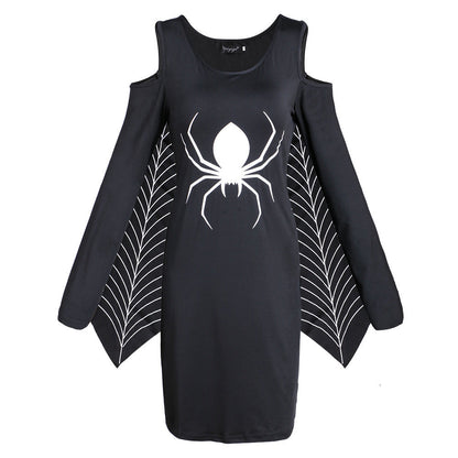 Damen Halloween Kleid Spinnennetz Kostüm – Plus Size Party Outfit für Gruselige Feiern