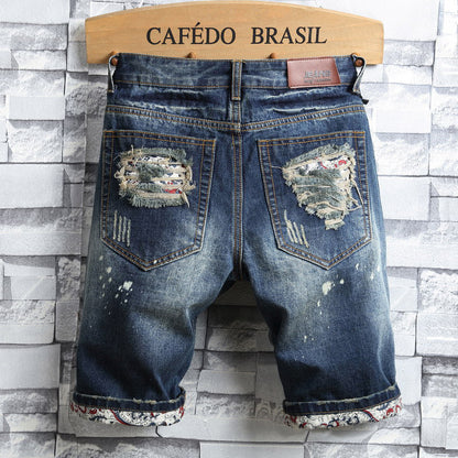 Gabriel – Neue Sommer perforierte Denim-Shorts