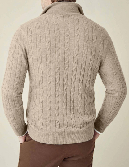 Herren Zopfmuster Pullover mit Reißverschluss – Klassischer Style für Business & Freizeit