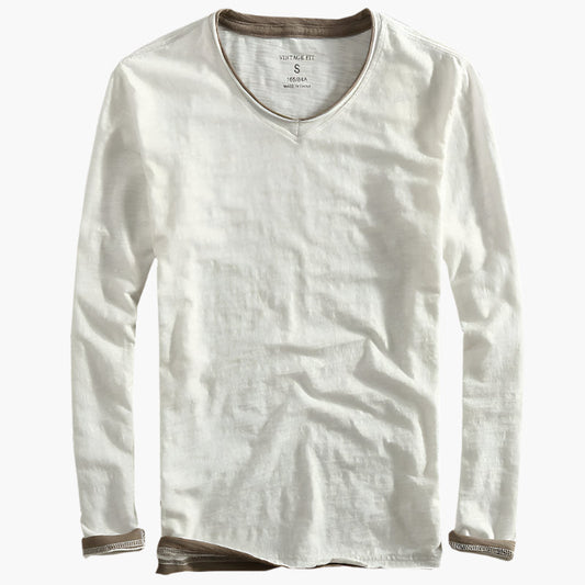 Herren Langarmshirt mit Layer-Look und V-Ausschnitt – Modernes Freizeitshirt für den Alltag