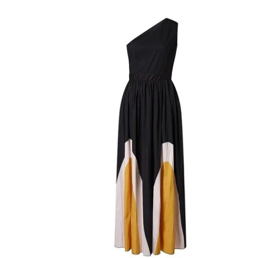 Rachael – Maxikleid ohne Träger mit kontrastierenden Farben