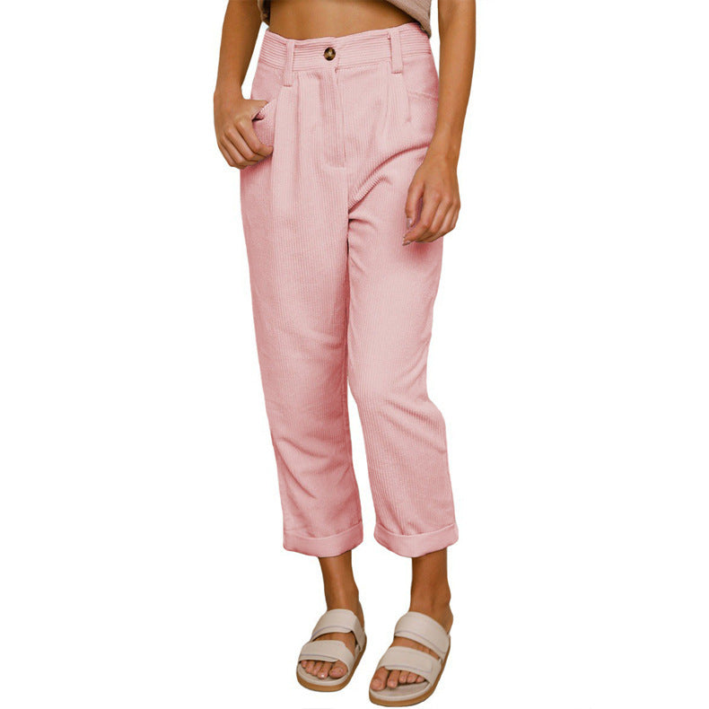 Marie – Hochtaillierte lässige Cordhose mit geradem Schnitt