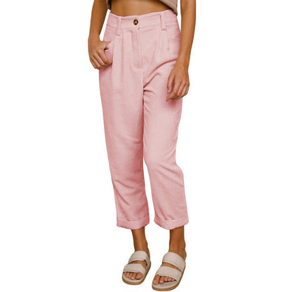 Marie – Hochtaillierte lässige Cordhose mit geradem Schnitt