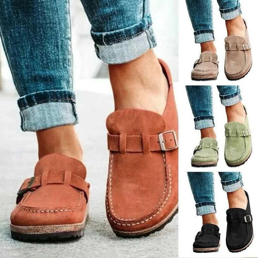 Kathryn – Runde Damenslipper mit Gürtel und Schaumsohle