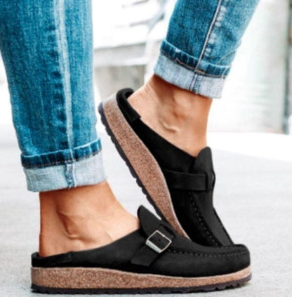 Kathryn – Runde Damenslipper mit Gürtel und Schaumsohle