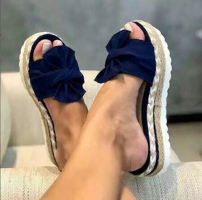 Donna – Plattformsandalen mit Schleife für Damen im Sommer
