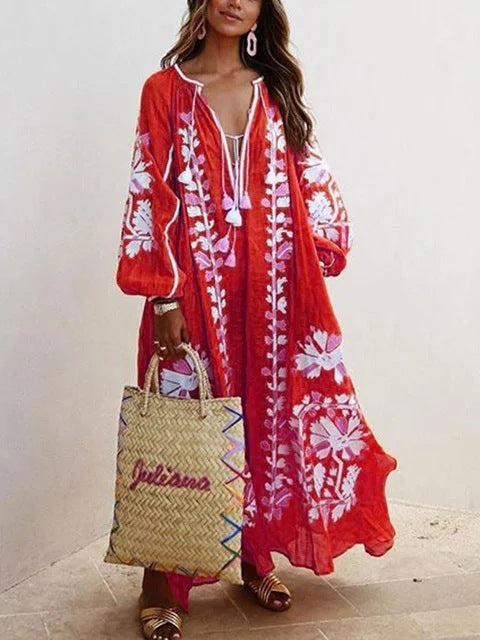 Ruby – Druckkleid mit weitem Schnitt und V-Ausschnitt