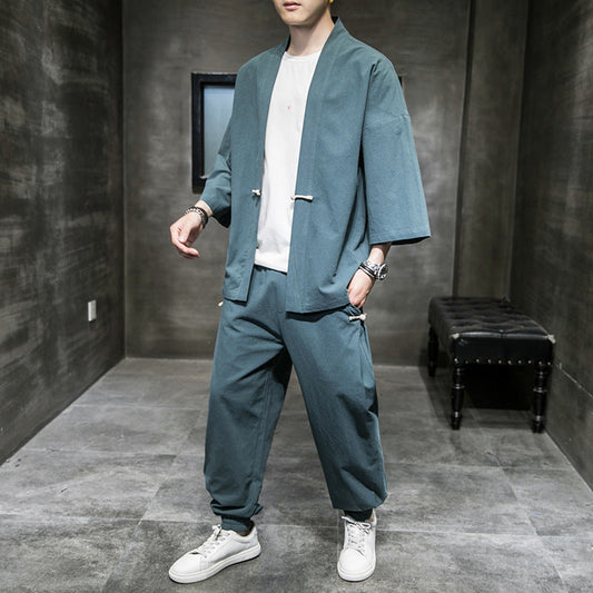 Elliot – Chinesischer Stil anzug mit drei Viertel Ärmeln für Herren